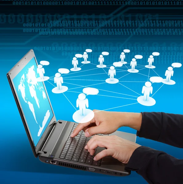 Laptop come concetto di social networking — Foto Stock