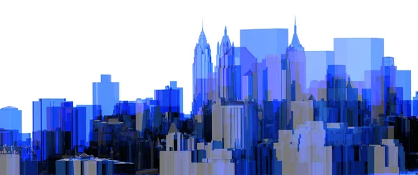 Stadt blau xray transparent — Stockfoto