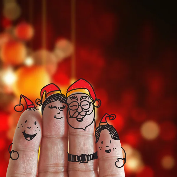 Finger Familie und Weihnachten — Stockfoto