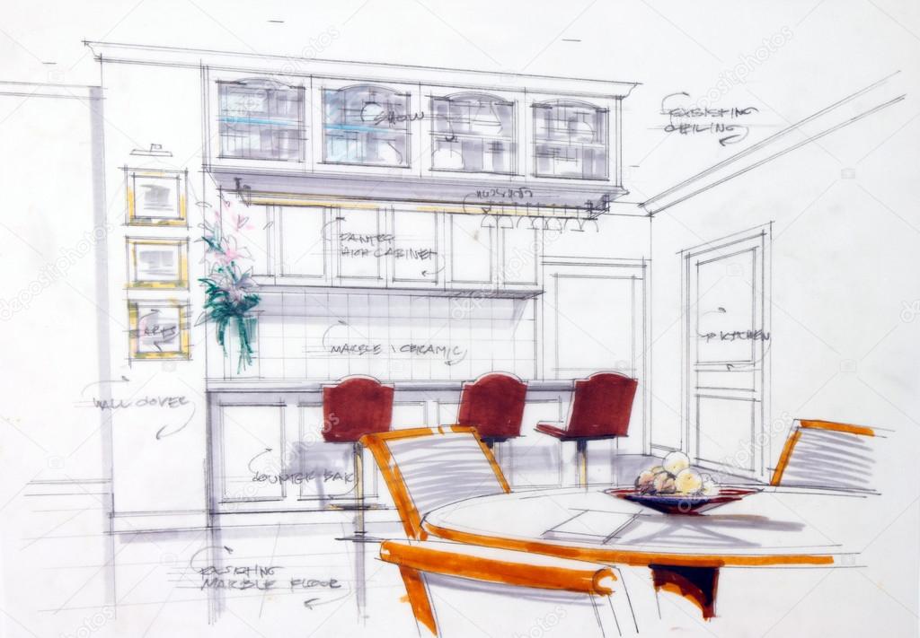 design sketch of kitchen interior — stock photo © buchachon_photo design sketch of kitchen interior — stock photo © buchachon_photo
