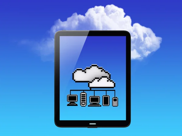 Pojem Cloud. počítače tablet pc — Stock fotografie