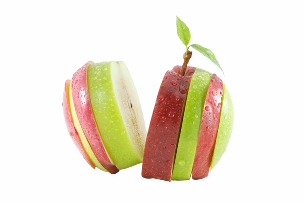 Manzana en rodajas de diferentes colores — Foto de Stock