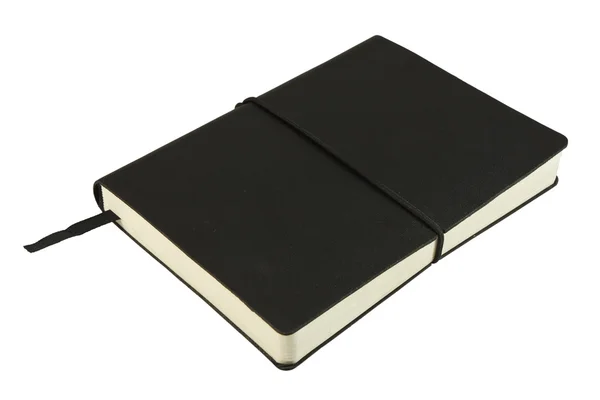 Carnet relié recouvert de cuir avec couverture noire — Photo