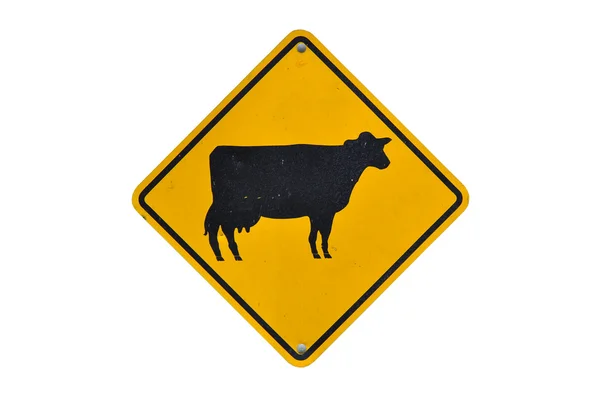 Aviso de tráfico de ganado en blanco —  Fotos de Stock