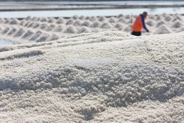 Salt texture with farmer — Stock Photo, Image