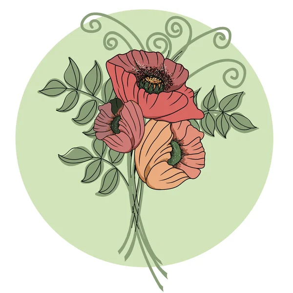Fundo floral colorido com papoilas — Vetor de Stock