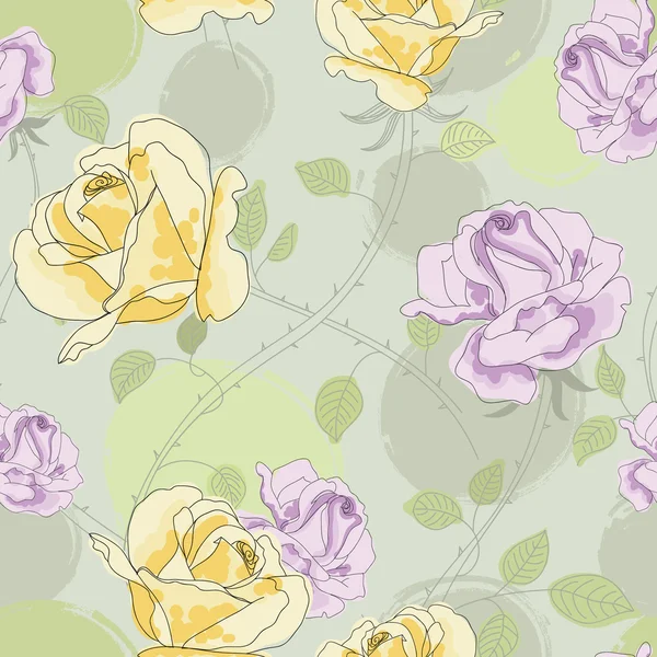 Padrão floral sem costura original com rosas românticas — Vetor de Stock
