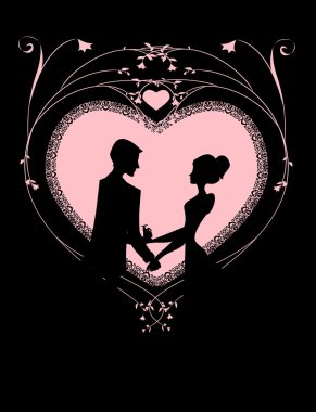 romantik pembe siluet kalbinde