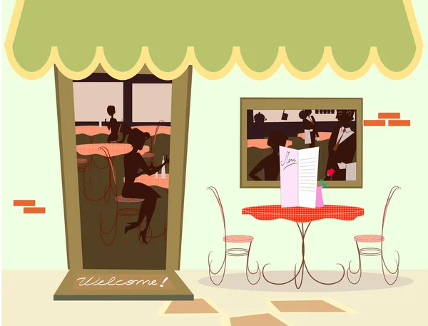 Иллюстрированный ресторан Стоковая Иллюстрация