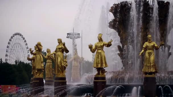 Fontana dell'amicizia dei popoli, Mosca — Video Stock