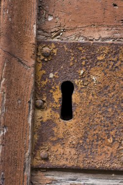 Eski kapı kilidinin anahtar deliği