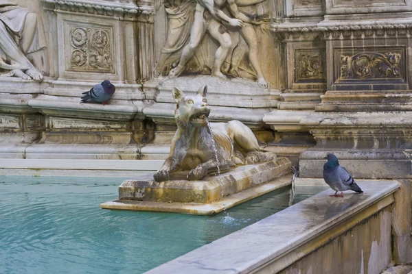 She wolf statue of siena fountain — Zdjęcie stockowe