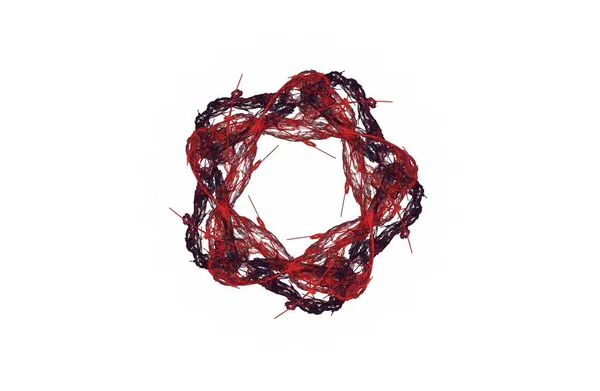 Абстрактная агрессивная фрактально-красно-чёрная симметричная фигура — стоковое фото