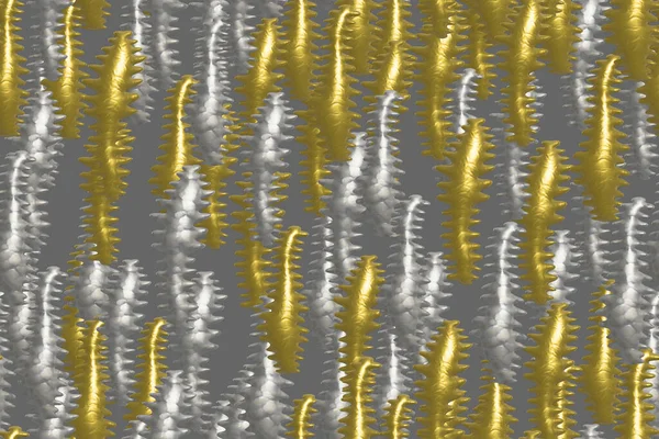 Αφηρημένο ασήμι χρυσό σκουλήκι χωρίς ραφή μοτίβο 3D Εικονογράφηση φόντο — Φωτογραφία Αρχείου