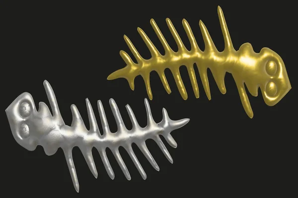 Ilustración abstracta de plata oro lagartos par 3D — Vector de stock