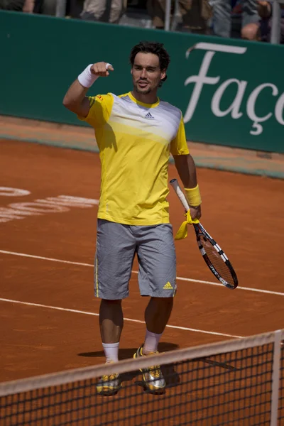 Fabio fognini Italiensk tennisspelare exulting — Stockfoto