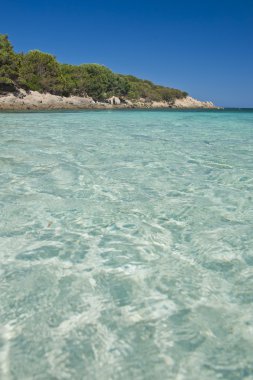Cala Granu 'daki denizin harika renkleri, Porto Cervo yakınlarında bir körfez.