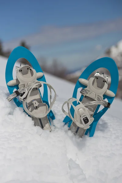 Raquetas de nieve azul en la nieve —  Fotos de Stock