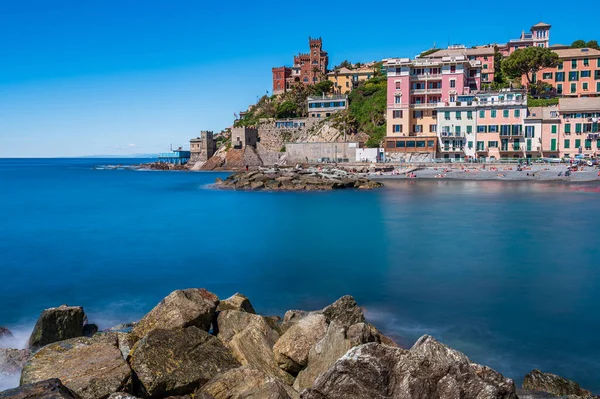 Praia Penhasco Vila Piscatória Vernazzola Perto Centro Génova Riviera Italiana — Fotografia de Stock