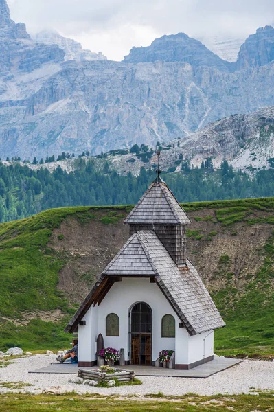 Kaplica Szlaku Pralongii Val Badia Sercu Dolomitów — Zdjęcie stockowe