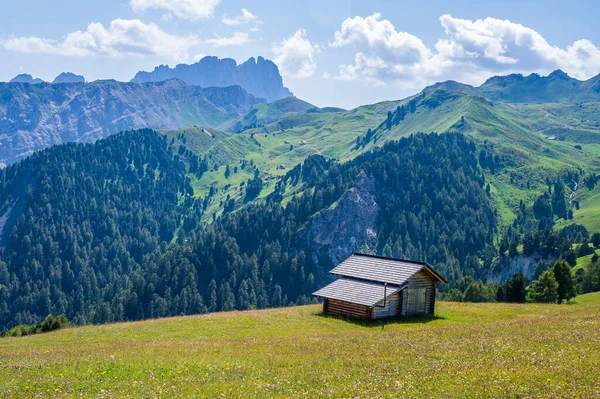 Domek Górski Pobliżu Peitlerkofel Antermoia Val Badia Dolomitach Jedno Unesco — Zdjęcie stockowe