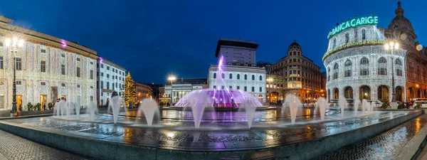 Piazza Ferrari Torget Hjärtat Genua Upplyst Med Julpynt — Stockfoto