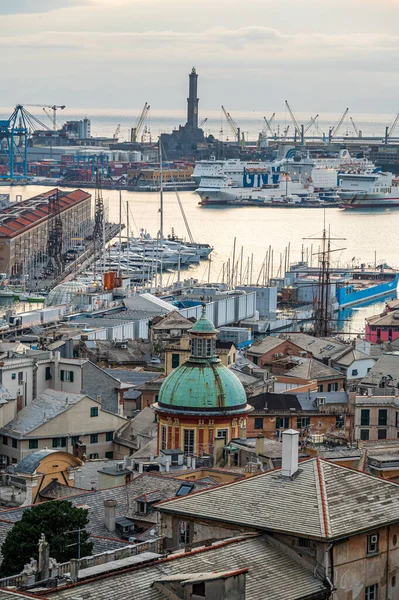 Vista Del Casco Antiguo Génova Con Sus Monumentos Iglesias Desde — Foto de Stock