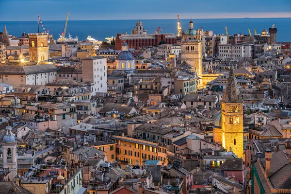 Veduta Del Centro Storico Genova Con Suoi Monumenti Chiese Dal — Foto Stock