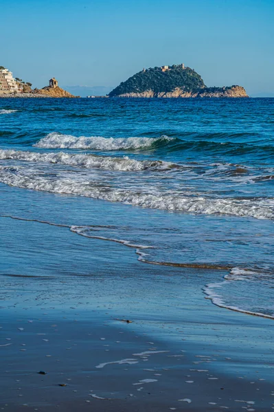 Island Gallinara Italian Riviera Mediterranean Sea Front Village Alassio — Stockfoto