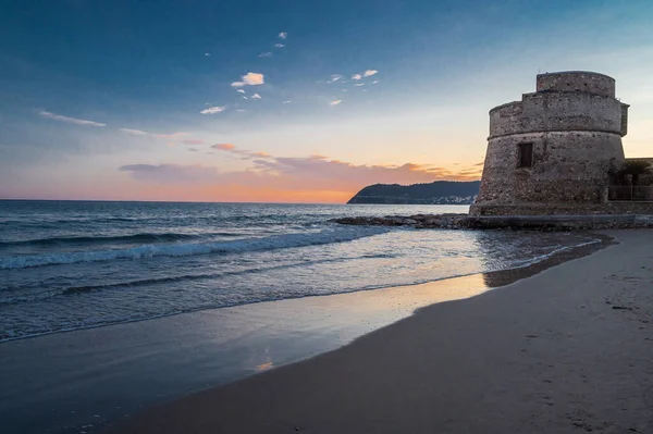 Ancient Tower Called Della Coscia Situated Direct Sea Center Alassio —  Fotos de Stock