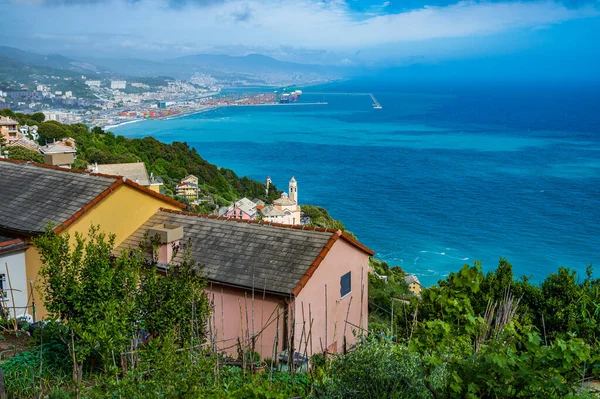 Hill Crevari View Village Town Genoa — Stock fotografie