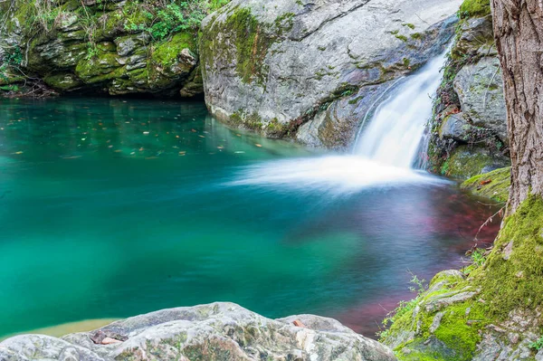 Mały Wodospad Potoku Wzgórzach Nervi Genua Włochy — Zdjęcie stockowe