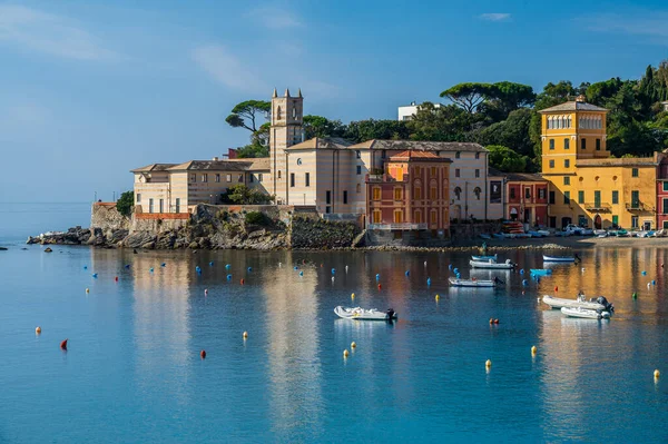 Cidade Velha Sestri Levante Com Suas Casas Coloridas Frente Para — Fotografia de Stock