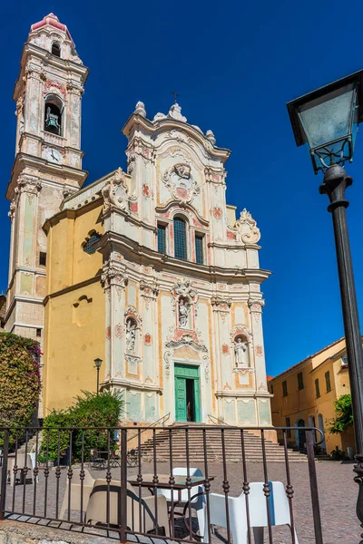 Iglesia San Juan Bautista Corazón Del Pueblo Cervo Riviera Italiana —  Fotos de Stock