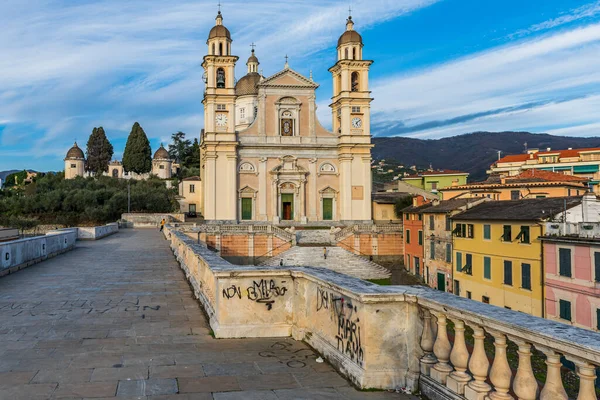 Fassade Der Hauptkirche Von Lavagna Einem Maritimen Dorf Der Italienischen — Stockfoto
