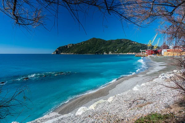 Couleur Mer Dans Golfe Riva Trigoso Près Sestri Levante Sur — Photo