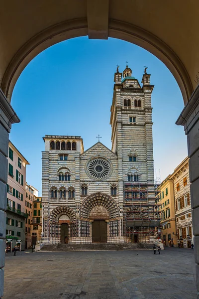 Katedralen Genua Tillägnad San Lorenzo Gamla Stan Med Sina Typiska — Stockfoto