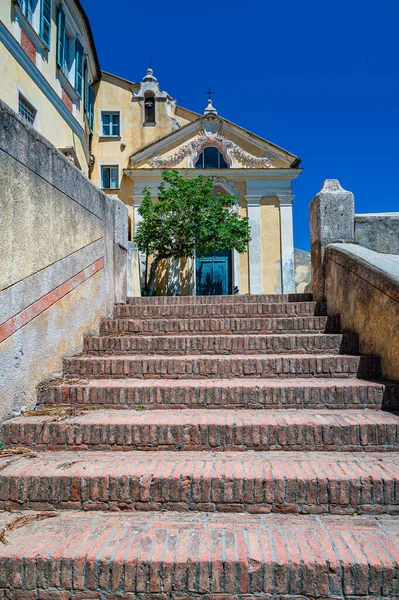 Arcibishop Church Maritime Village Noli Italian Riviera — 图库照片