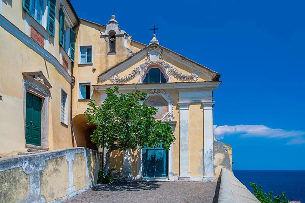 Arcibishop Church Maritime Village Noli Italian Riviera — стокове фото