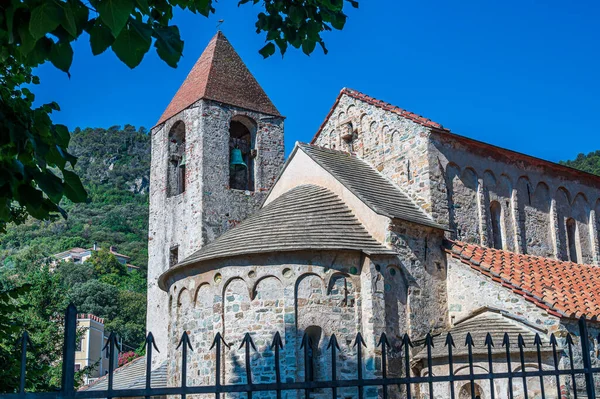 Ancient Church San Paragorio Maritime Village Noli Italian Riviera — Fotografia de Stock