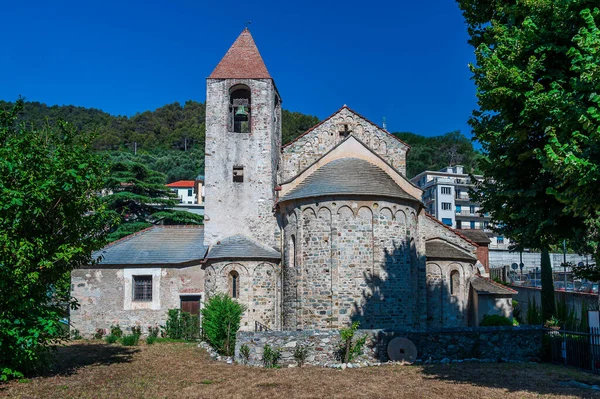 Ancient Church San Paragorio Maritime Village Noli Italian Riviera — стоковое фото