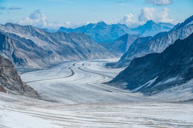 View of the Jungfraufirn, one of the branches of the Aletsch Glacier, the longest in the Alps, from the Jungfraujoch, Grindelwald, Switzerland