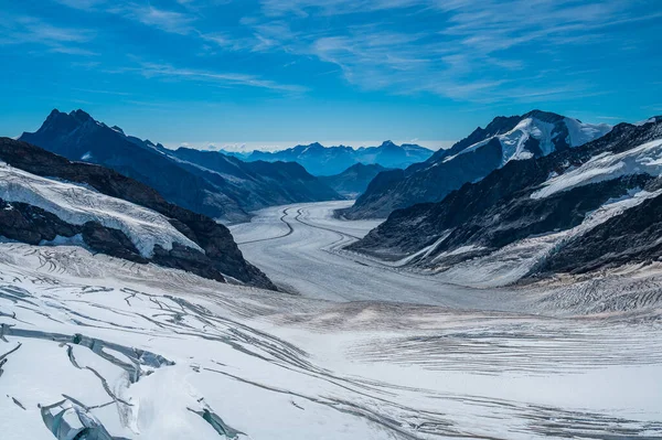 View Jungfraufirn One Branches Aletsch Glacier Longest Alps Jungfraujoch Grindelwald — 图库照片