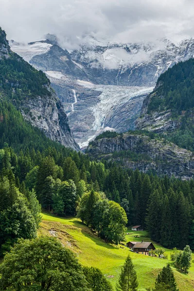 Blick Auf Den Gletscher Vom Dorf Grindelwald Der Schweiz — Stockfoto
