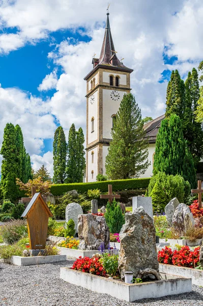 Chiesa Nel Villaggio Grindelwald Nell Oberland Bernese — Foto Stock