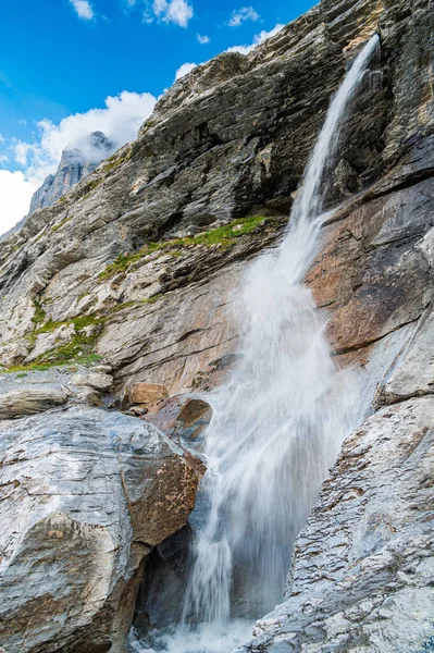 Vattenfall Från Eigers Glaciär Bernese Alperna Schweiz — Stockfoto
