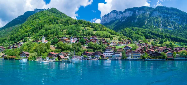 Vesnice Břehu Jezera Thun Kanton Bern Švýcarsko — Stock fotografie