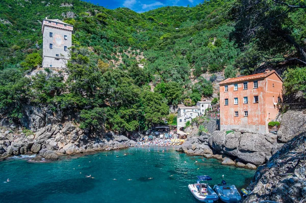 Village San Fruttuoso Vik Portofino Maritime Natural Park Italien — Stockfoto