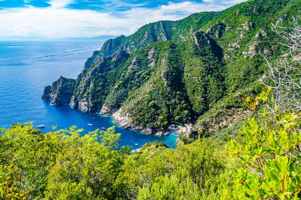 Aldeia San Fruttuoso Uma Baía Parque Natural Marítimo Portofino Itália — Fotografia de Stock
