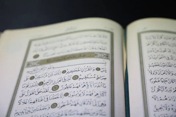 Kuran sayfalarını aç. Yasin Surah. Arapça harfleri de içerir. 